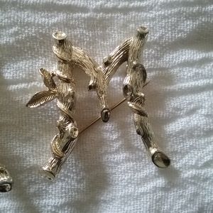 Gold Tone Letter  Brooch